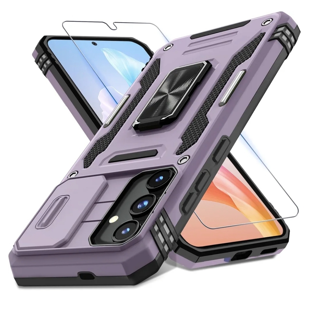 DEERLAMN phone Case Samsung Galaxy S24+ Slide CameraCover RotatedRing Kickstand